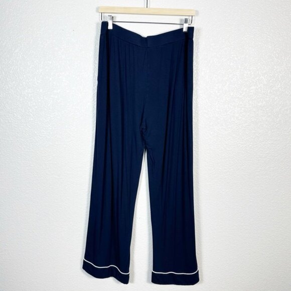 Cozy Earth Women’s Bamboo Stretch Knit Short Sleeve Pajama Pant Set in Navy L - Picture 12 of 14